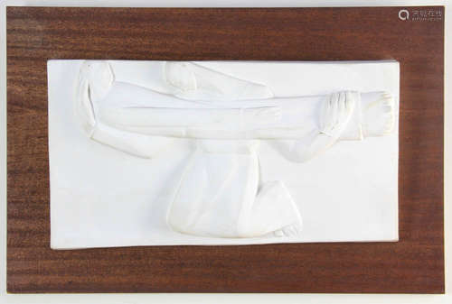 George Manuel Aarons (American, 1896-1980), 'Pieta', plaster relief mounted on panel, signed L/L,