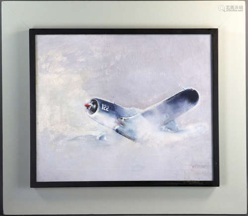 World War II American Fighter, oil on canvas, 19 1/2