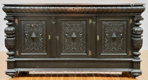 Antique Spanish-style walnut buffet/cabinet, 40