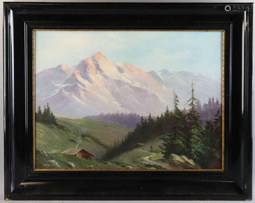 John Ferry (American, 1859-1934), mountainous landscape, oil on canvas, signed, 20 1/2