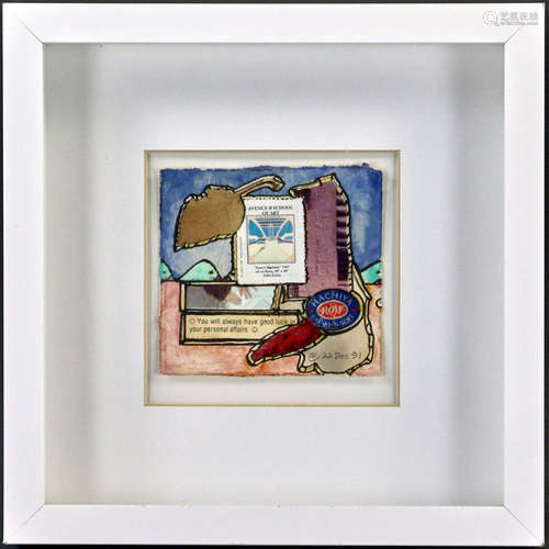 John Evans (b.1932), mixed media collage, signed in pencil, 4