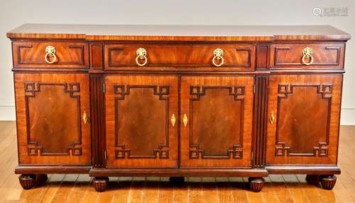 Henkel Harris custom solid mahogany buffet, Chinese influence with inlay, 35