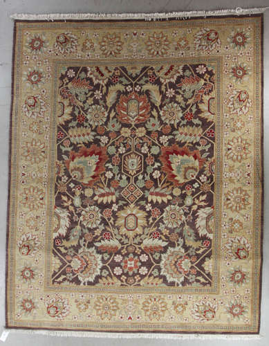 Semi-antique Indian Sultanabad rug, 10' x 8'. Provenance: Beverly, Massachusetts estate.