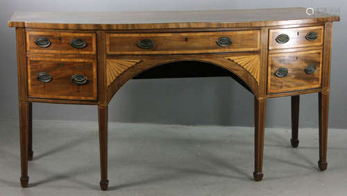 Late 18th century English mahogany sideboard with fine banded inlay, 36