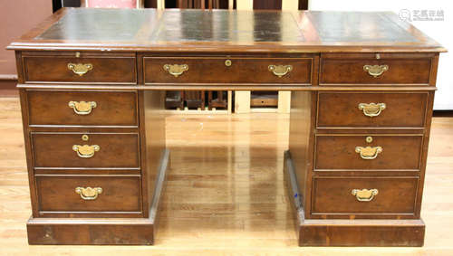 Custom Chippendale-style mahogany kneehole desk, 31