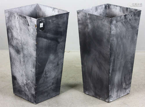 Pair of grey metal tree planters, 24