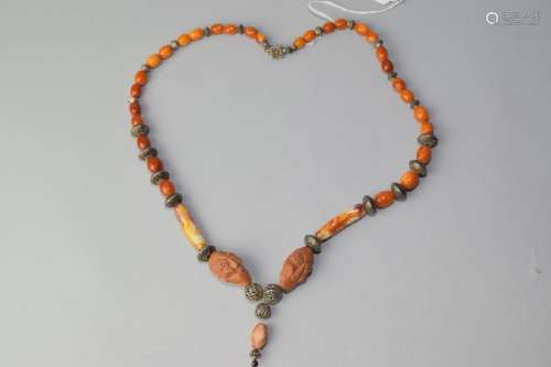 Butterscotch Egg Yolk Amber and Seed Bead Necklace