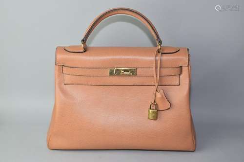 Authentic Hermes Beige Retourne Kelly 35 Handbag