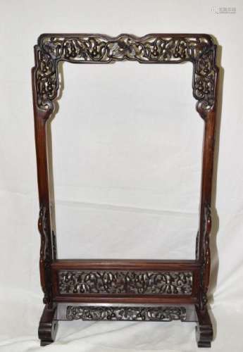 Qing Chinese Hongmu Carved Mirror Stand