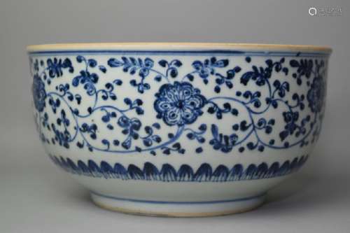 18th C. Chinese Blue and White Lotus Bowl