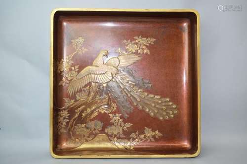 Large Edo Period Japanese Inlay Maki-e Tray