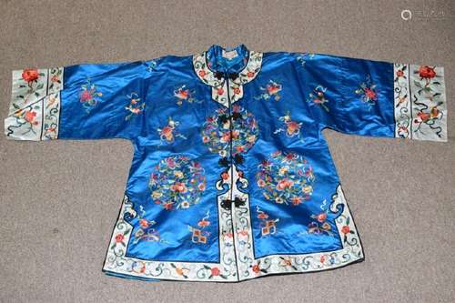 Qing Chinese Blue Embroidered Robe