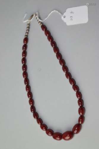 Blood Amber Bead Necklace