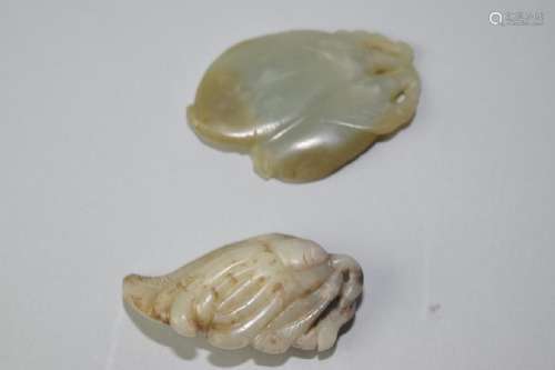 Two Chinese Jade Carved Amulets