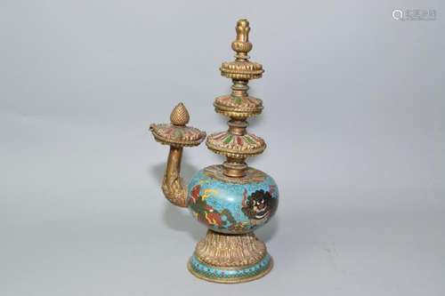 Qing Chinese Cloisonne Wine Pot