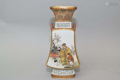 18-19th C. Japanese Kutani Figures Vase