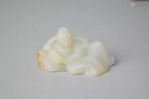 Chinese White Jade Carved Guanyin Amulet