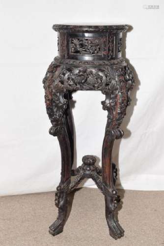 Qing Chinese Rosewood Carved Stand