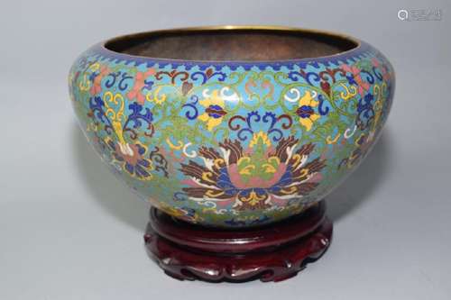 19-20th C. Chinese Cloisonne Mandicant, Qianlong Mark