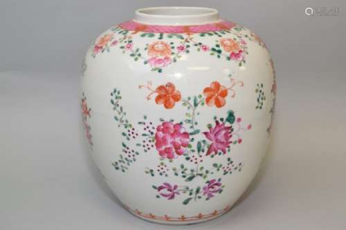 18-19th C. Chinese Export Famille Rose Jar