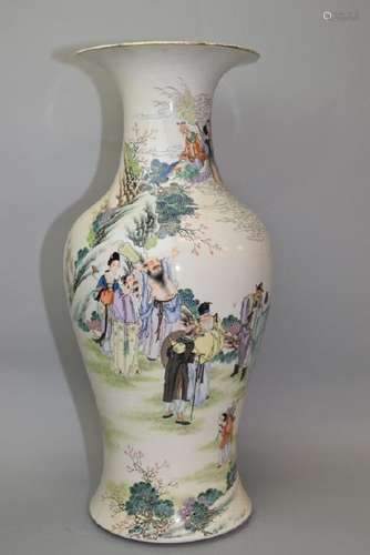 19-20th C. Chinese Famille Rose Eight Deities Vase