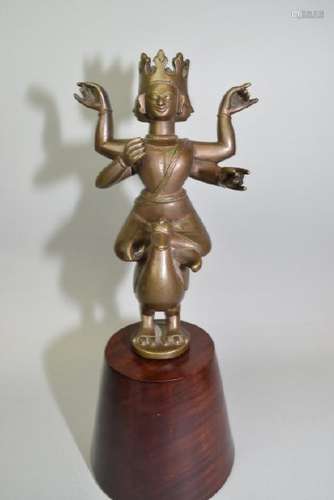 16-19th C. Nepalese Bronze Four Arm Buddha