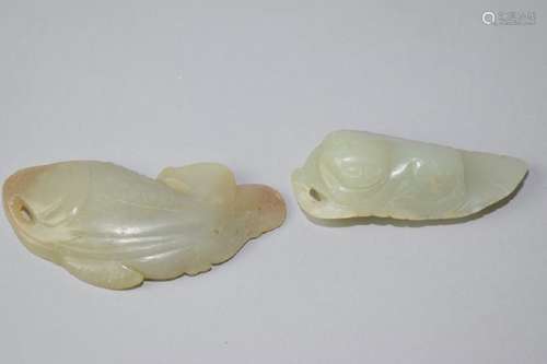 Two Chinese Jade Carved Amulets