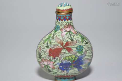 Qing Chinese Cloisonne Snuff Bottle, Qianlong Mark