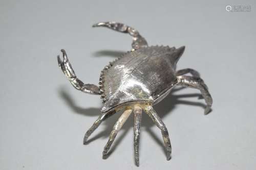 19th C. Sterling Silver Crab