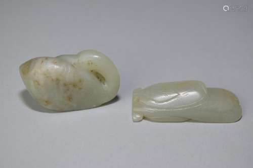 Two Chinese Jade Carved Amulets