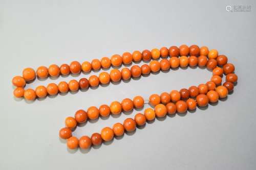 Butterscotch Egg Yolk Amber Round Bead Necklace