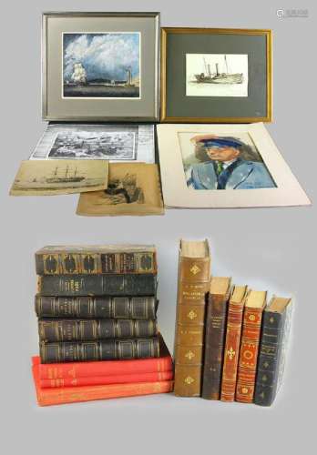 Nautical Related Artwork and Collection of Books