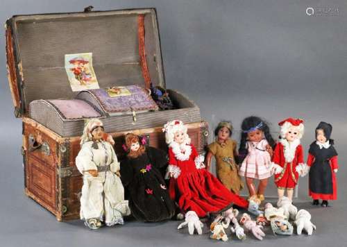 Vintage Doll Trunk with Miniature Dolls