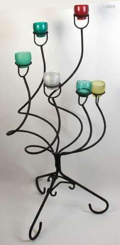 Candlestand with Colored Glass Votives