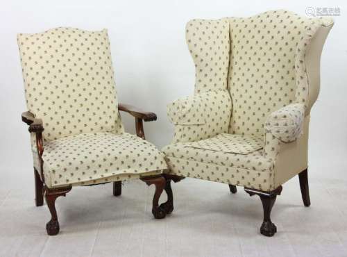 (2) Chippendale Style Upholstered Chairs