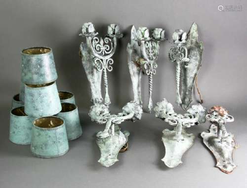 1920s Iron Wall Sconces and Shades