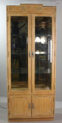 Bamboo Style Curio Cabinet with Interior Light