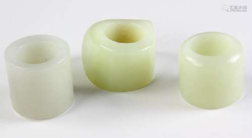 Three Chinese Carved Hardstone Archer Rings