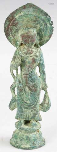 Ancient Chinese Bronze Guanyin Figure