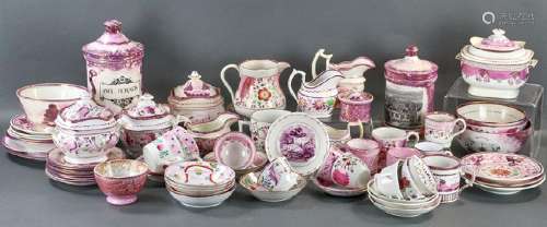 Large Collection of 19thC Pink Lustre