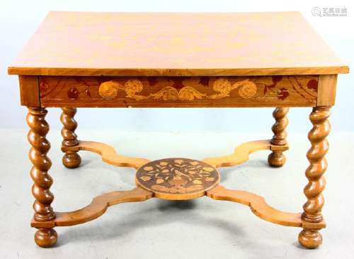Dutch Mahogany Inlaid Single Drawer Table