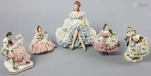 Collection of Porcelain Lace Draped Figurines