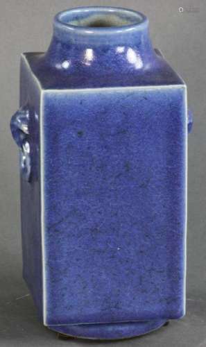 Chinese Blue Glazed Cong Shaped Vase