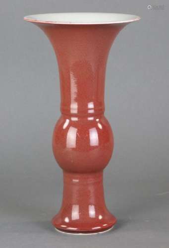 Chinese Red Glazed Gu Vase
