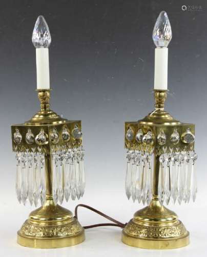 Pair of Early 20th Century Brass Lamps