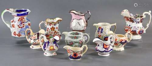 Collection of 19thC English Polychrome Pitchers