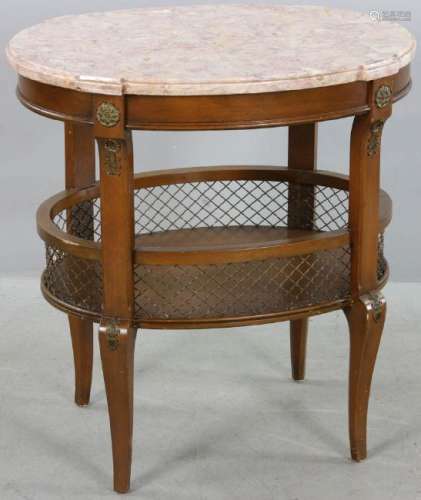 French Transitional Oval Marble Top Table