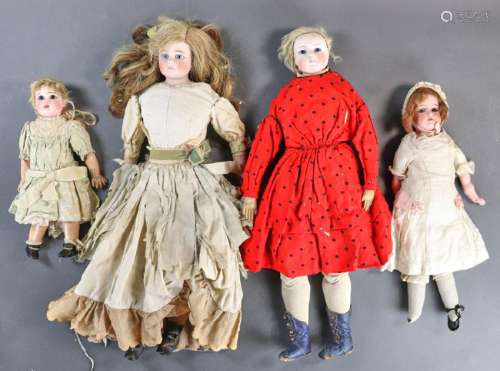 Collection of Antique Bisque Head Dolls