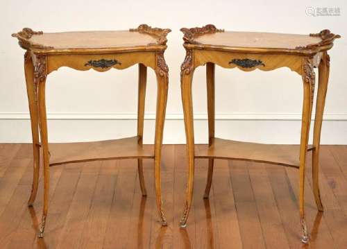 Pair of French Style Inlaid Stands