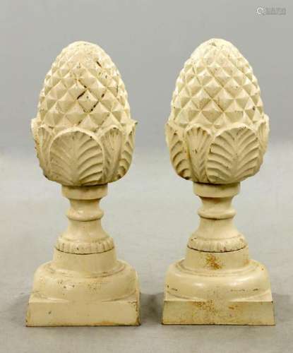 Pair of Cast Iron Pineapple Form Finials